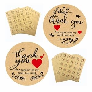 200 pieces 1.5" round kraft thank you stickers